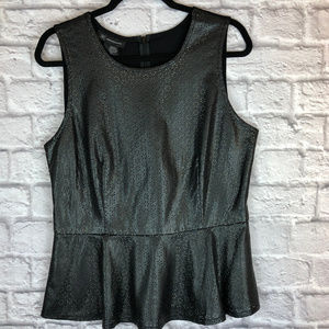 INC Faux Leather Sleeveless Peplum Top